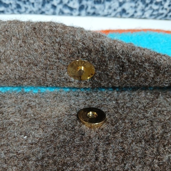 Peace Wool Boho Clutch Hand Bag Snap Button Closure Colorblock 10"x8" - Picture 4 of 10